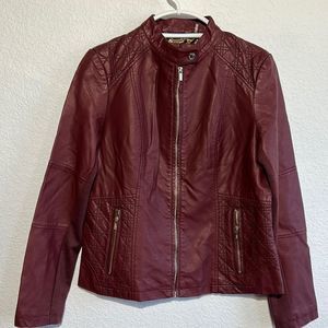 NWT Black Rivet maroon or wine colored faux leather jacket, lined, size large